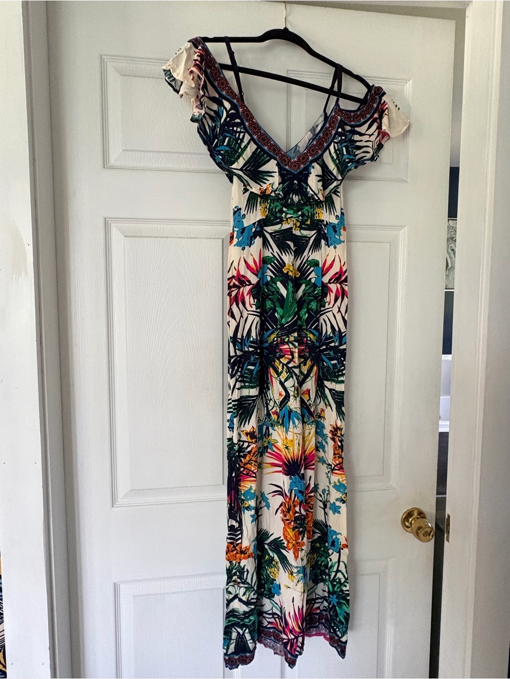 Flying Tomato Ivory, Yellow and Pink Tropical Print Jumpsuit